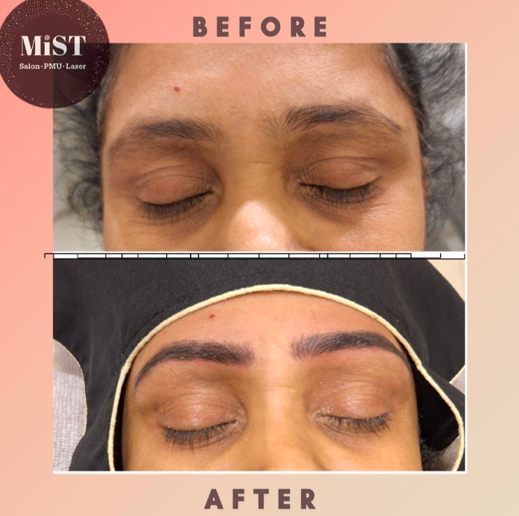 Eyebrow PMU before and after at MiST